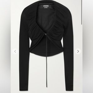 JACQUEMUS
Le Haut Goccia cropped gathered stretch-jersey top